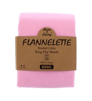 Flannelette 100% Brushed Cotton King Flat Sheet- Pink