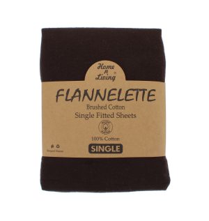 Flannelette 100% Brushed Cotton Single Fitted Sheet- Chocolate Brown