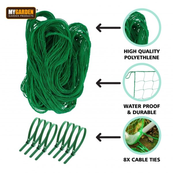 4m Pea & Bean Netting w/ 8 Plant Fixing Clips