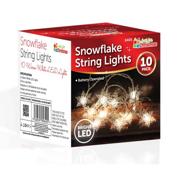 Snowflake Christmas Led String Lights Pack Of 10