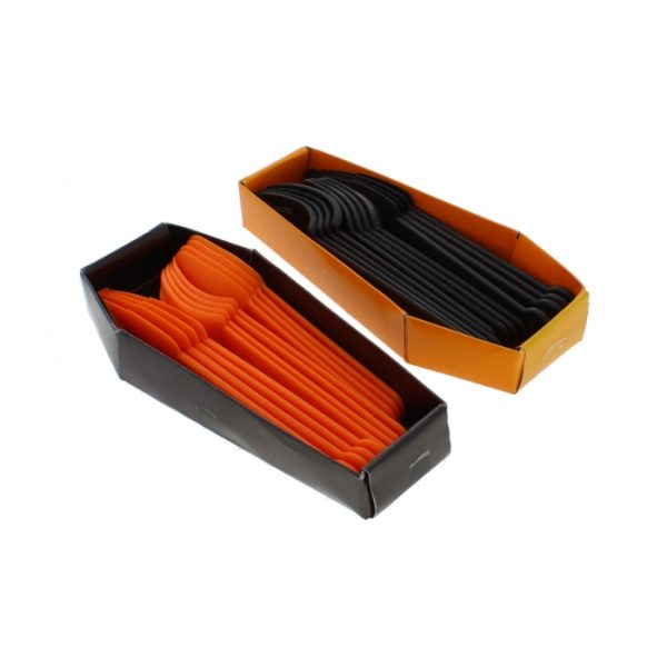 4 Person Plastic Cutlery Set In Coffin Box