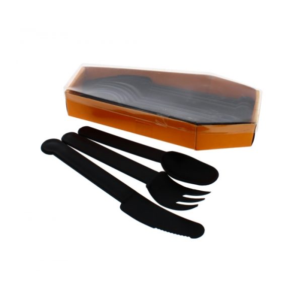 4 Person Plastic Cutlery Set In Coffin Box