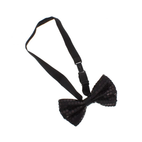 Black Sequin Bow Tie In Gift Box