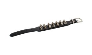 Black Silver Double Studs Leather Bracelet