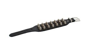 Black Silver Triple Studs Leather Bracelet