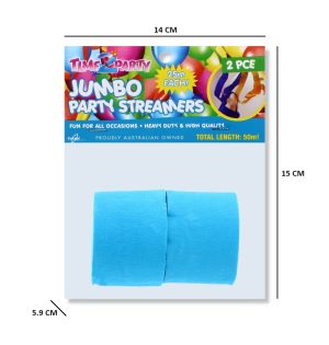 2 Piece Blue Party Streamers Jumbo 50 Meter Total