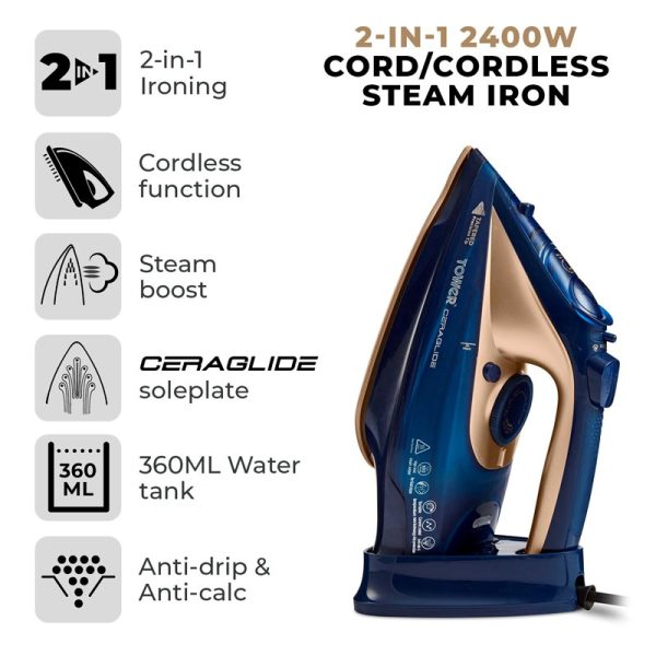 TOWER 2400W STEAM IRON T22008BLG