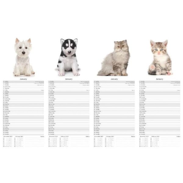 TALLON CALENDAR SUPER SLIM CATS DOGS 2025 PACK OF 24