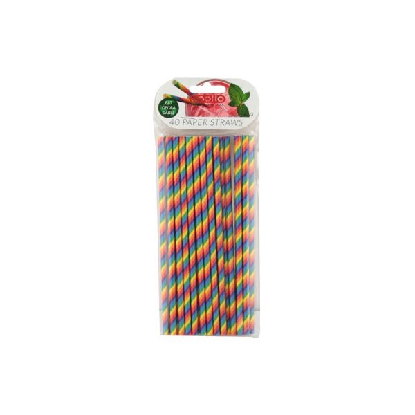 APOLLO PAPER STRAWS RAINBOW PACK OF 40