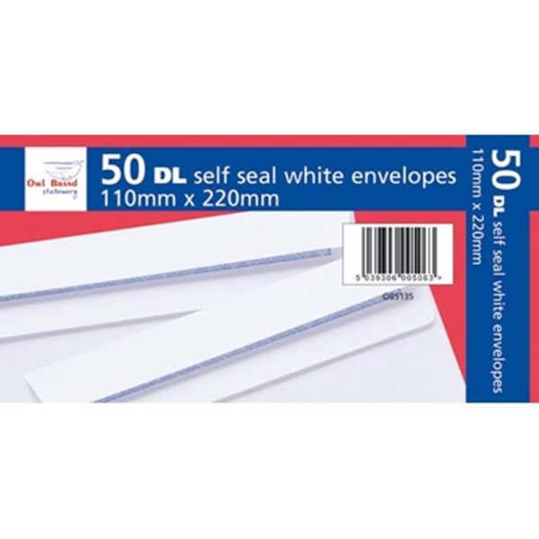 ENVELOPES DL WHITE S/SEAL PACK OF 20