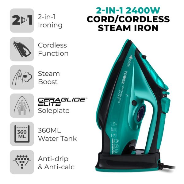 TOWER CERALIDE CORD CORDLESS IRON T22008TL