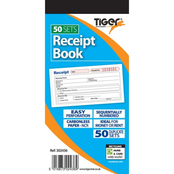 TIGER RECEIPT BOOK PACK OF 10