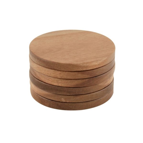 APOLLO ACACIA COASTER ROUND 6PC SET 10CM