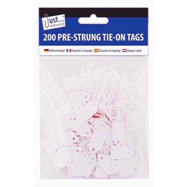 JUST STATIONERY TAGS TIE ON 200 13x20mm