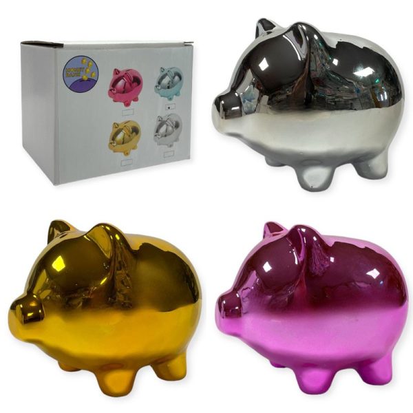 METALIC PIG MONEY BANK 13CM