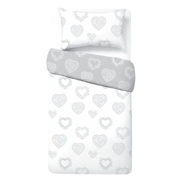 NUTMEG HOME EASY CARE HEART DUVET SET SINGLE