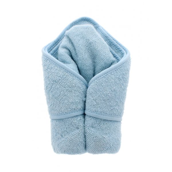 Embroidered Blue Cotton Hooded Baby Snuggle Towel