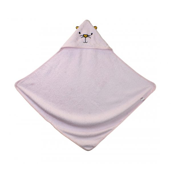 Embroidered Pink Cotton Hooded Baby Snuggle Towel