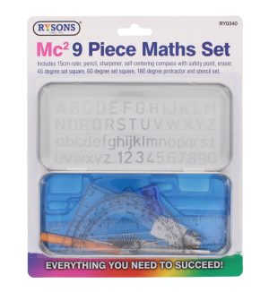 Metal Maths Set, 9 pcs