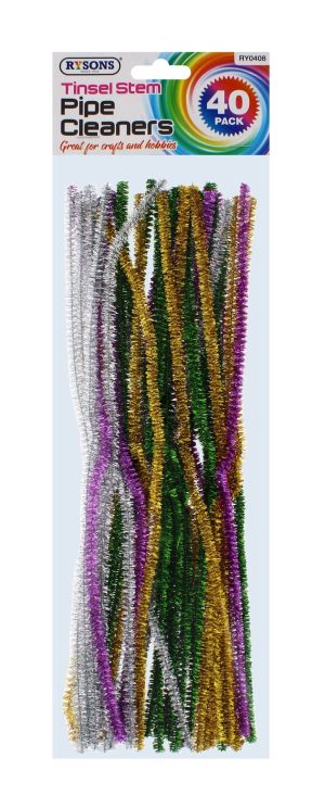 Tinsel Stem Pipe Cleaners 40 Pack