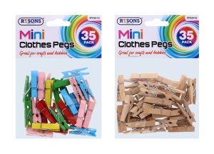 Mini Clothes Pegs (Mix Colour & Natural 35 pc