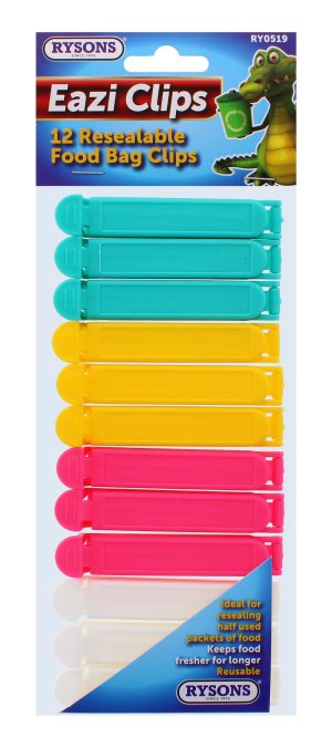 12 Resealable Food Bag Clips