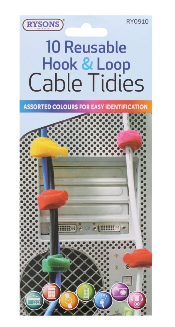 10 Reusable Hook & Loop Cable Tidies