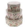 Pink Floral Design Cake Tin Storage Box 3 Pcs