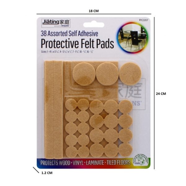 Protective Felt Pads 38 Assorted Self Adhesive