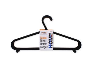 Plastic Cloth Hanger Black 10 pcs