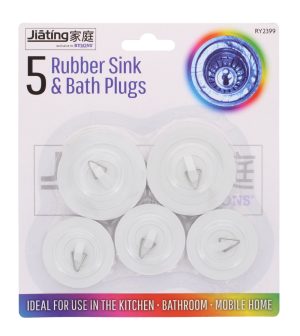 5 Rubber Sink & Bath Plugs