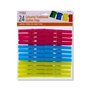 24 Colourful Plastic Clothes Pegs