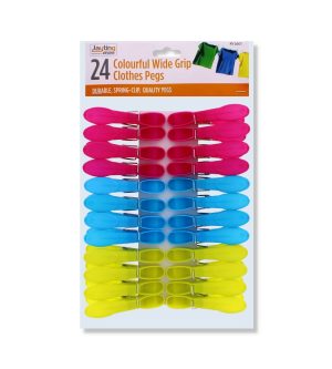 24 Colourful Jumbo Plastic Clothes Pegs
