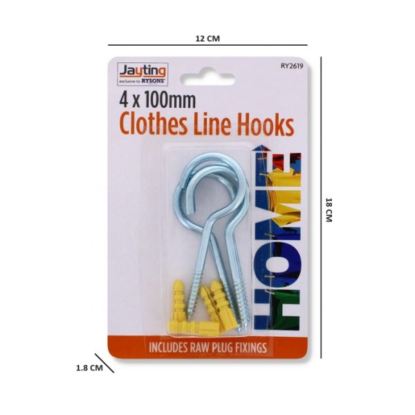 Clothes Line Hooks 90mm 8 pcs