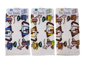 Velour Tea Time Printed Tea Towels pack of 3