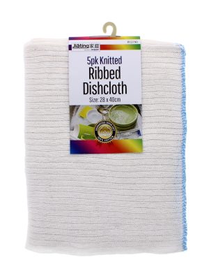 Knitted Ribbed Dish Cloths Pack OF 5