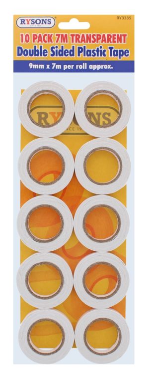 Transparent Double Sided Plastic Tape 7M 10 Pack