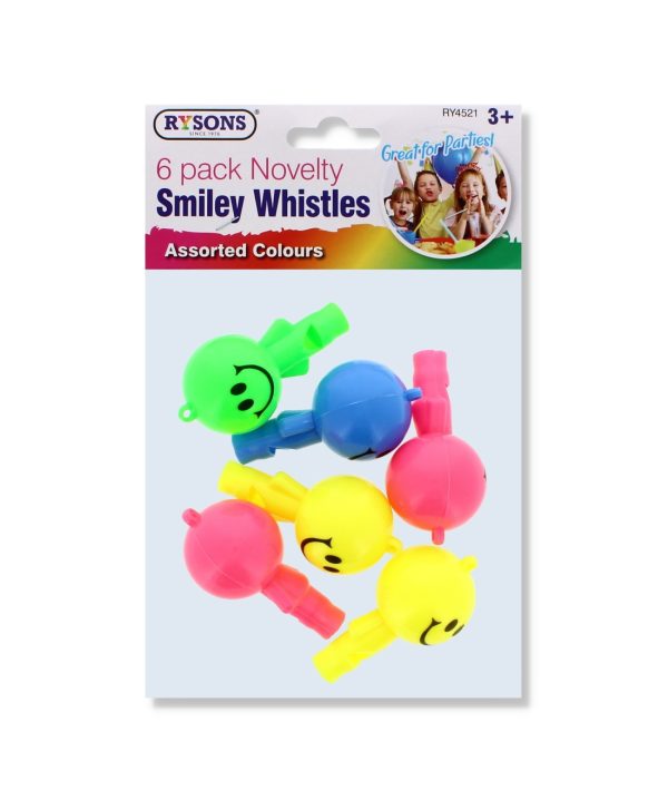 Pack Of 6 Novelty Smiley Whistles