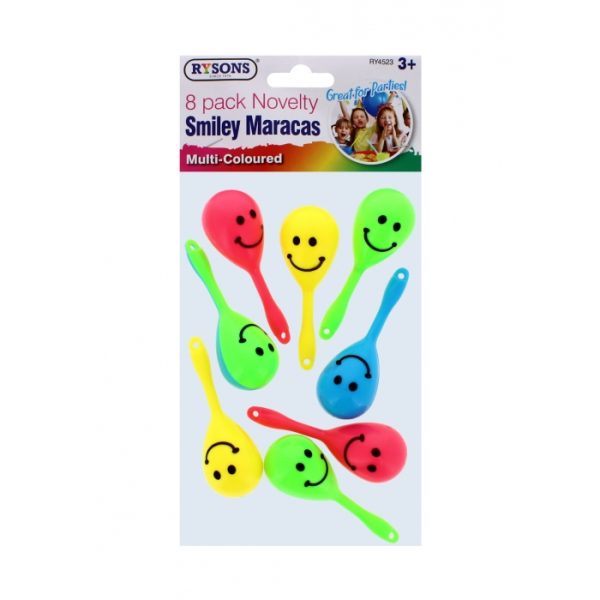 Novelty Smiley Maracas Pack Of 8