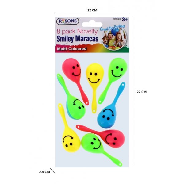 Novelty Smiley Maracas Pack Of 8