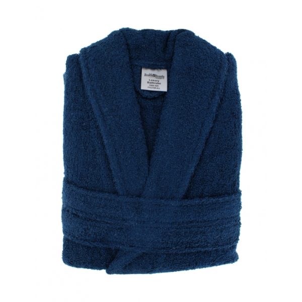 Cotton Bathrobe Unisex Navy