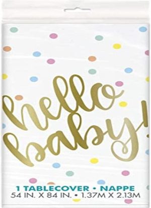 HELLO BABY PLASTIC TABLE COVER 54X84