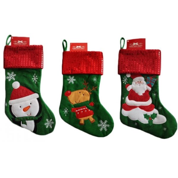 Christmas Craft Stocking Snowflake Red Green 3 Designs