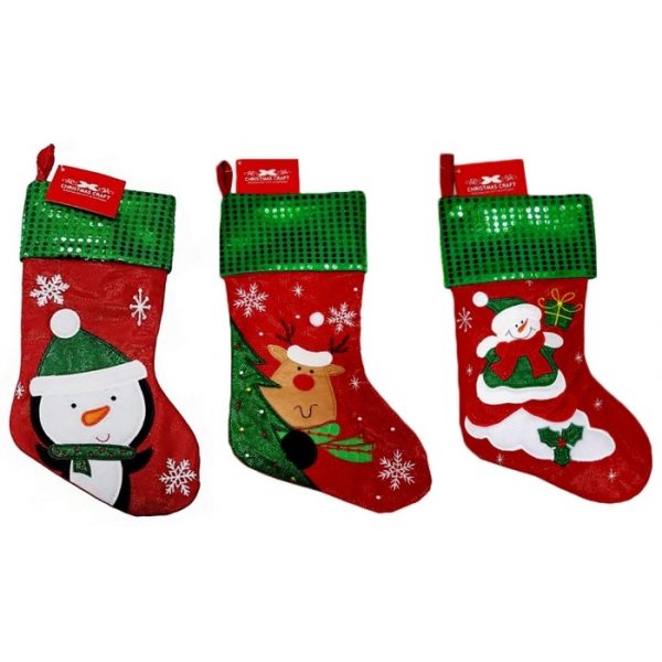 Christmas Craft Stocking Snowflake Green Red 3 Designs