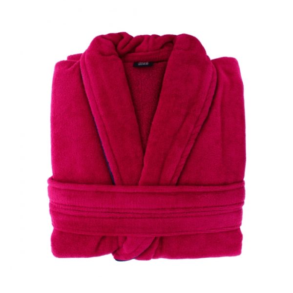 Velour Signature Bathrobe Burgundy