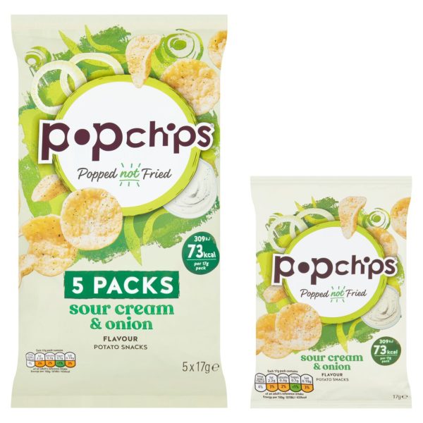 Popchips Sour Cream & Onion Multipack Crisps Pack Of 5