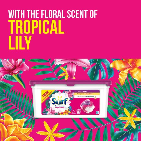 Surf 3-In-1 Tropical Lily Washing Capsules