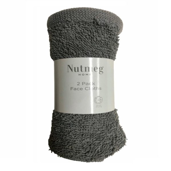 Nutmeg Home Mid Grey Face Cloths