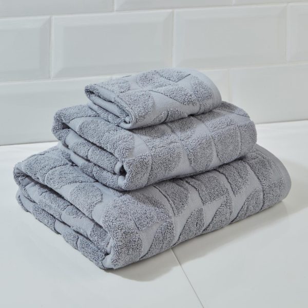 Grey Textured Circles Hand Towel