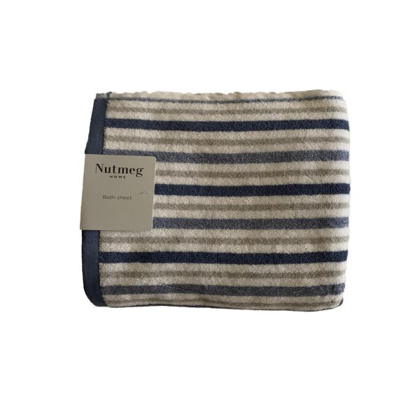 Nutmeg Home Blue & Grey Stripe Bath Sheet